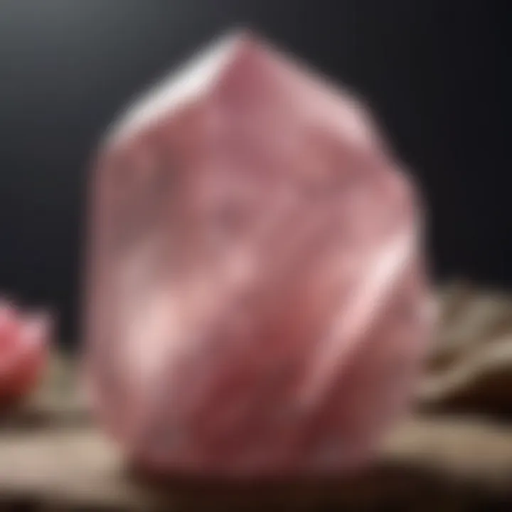 Stunning large rose quartz crystal showcasing its natural beauty and color variations.