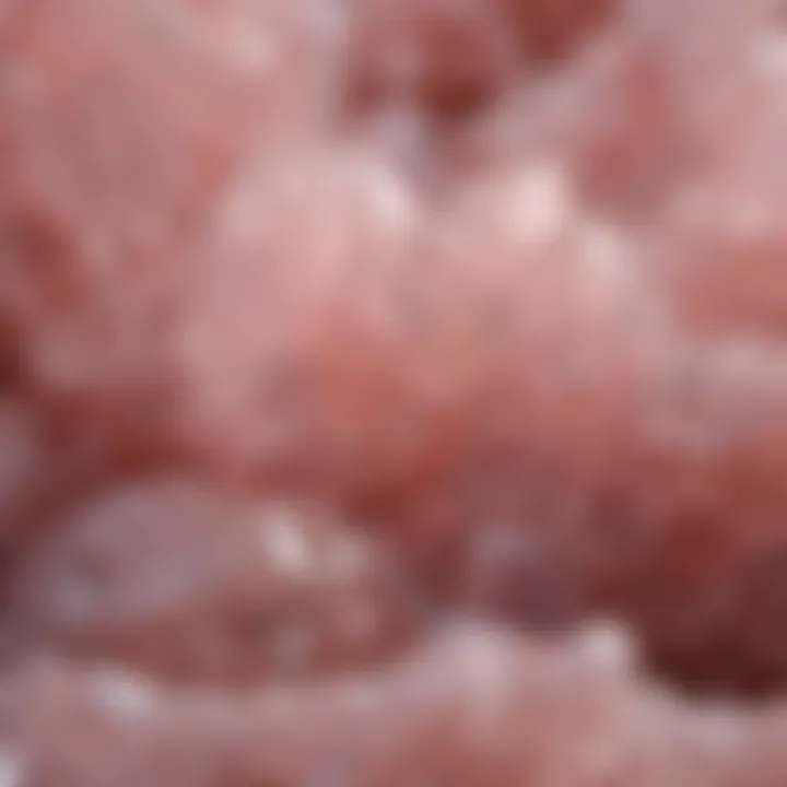 Close-up of the intricate textures found in large rose quartz, highlighting its unique properties.