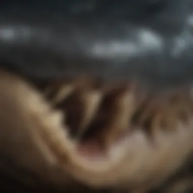 Serrated Edges of a Megalodon Tooth Close-up view of a megalodon tooth showcasing its serrated edges