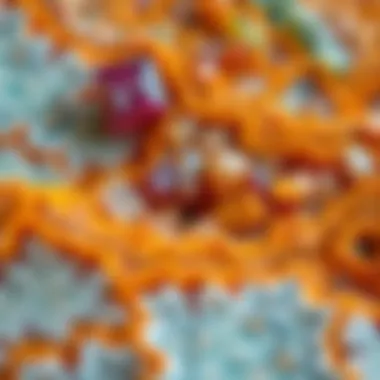 Close-up of quartzite displaying intricate mineral patterns and hues