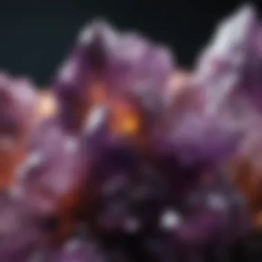 Vibrant Amethyst Cluster Close-up of a vibrant amethyst cluster showcasing its unique crystal formations.