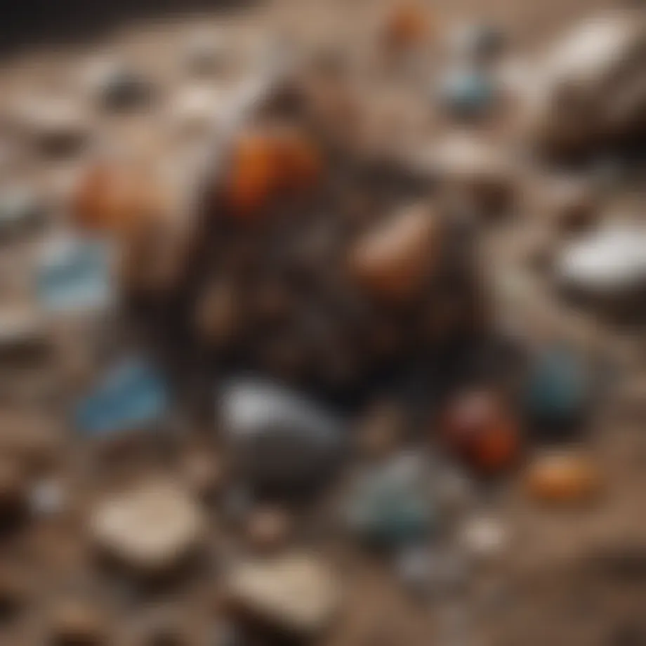 A close-up view of unsearched gem dirt showcasing various minerals