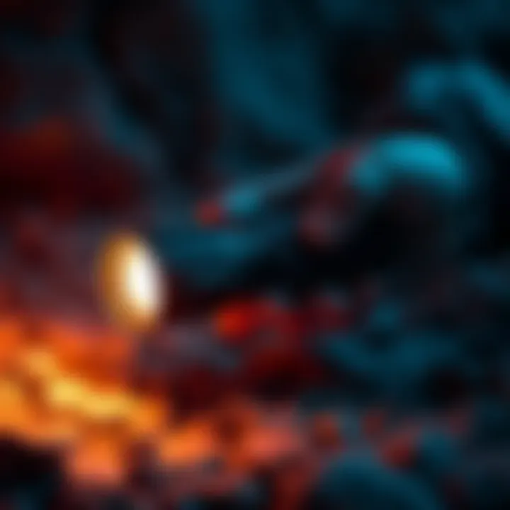 Illustration of UV flashlight in use during a forensic examination