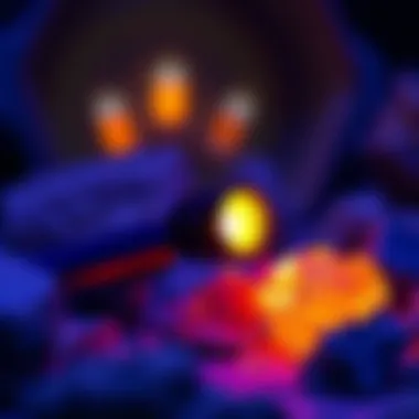 Rechargeable UV flashlight illuminating geological samples