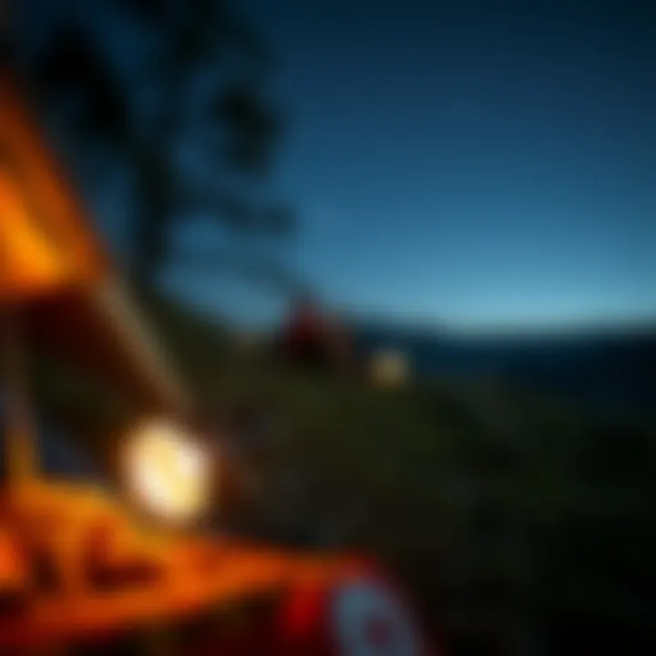 Rechargeable UV flashlight used in camping setting