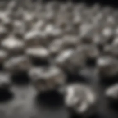 Glistening platinum nuggets showcased on a velvet surface