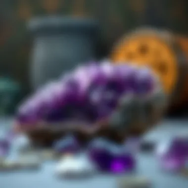 An artistic representation of amethyst crystal in historical artifacts