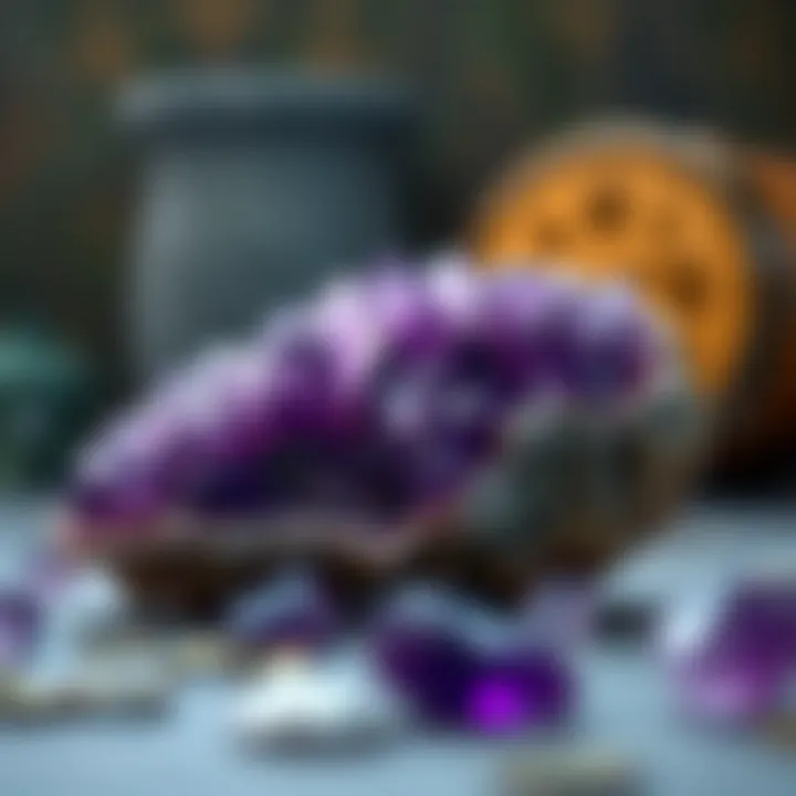 An artistic representation of amethyst crystal in historical artifacts