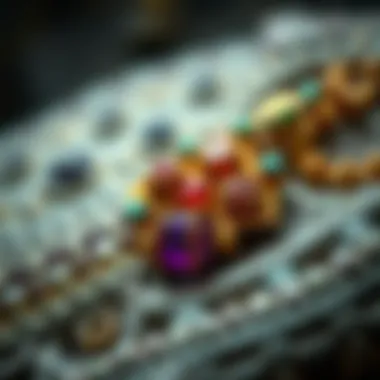 Ancient Gemstone Adornments A historical depiction of ancient jewelry adorned with gemstones.