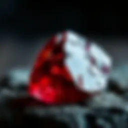 Close-up view of a garnet crystal showcasing its natural facets