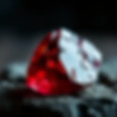 Close-up view of a garnet crystal showcasing its natural facets