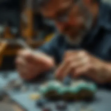 Artisan Crafting Mineral Jewelry An artisan skillfully crafting mineral jewelry with precision and care