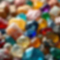 A close-up view of various colorful mineral stones used in jewelry making