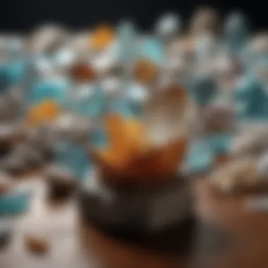 Artistic Arrangement of Mineral Specimens Artistic arrangement of mineral specimens on a table