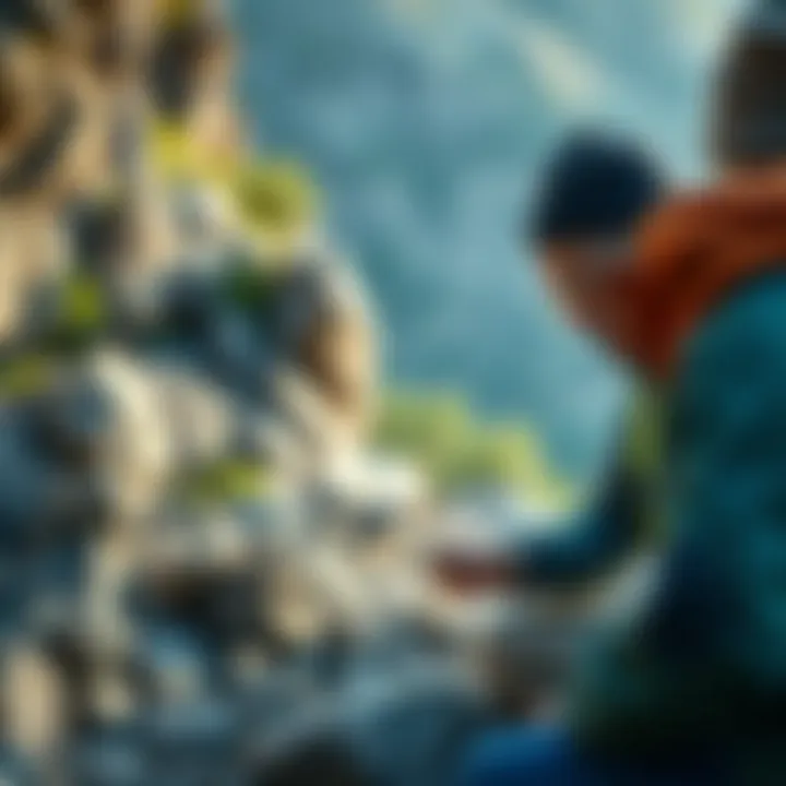 Geological Exploration in Nature Geologist examining rocks in a natural landscape