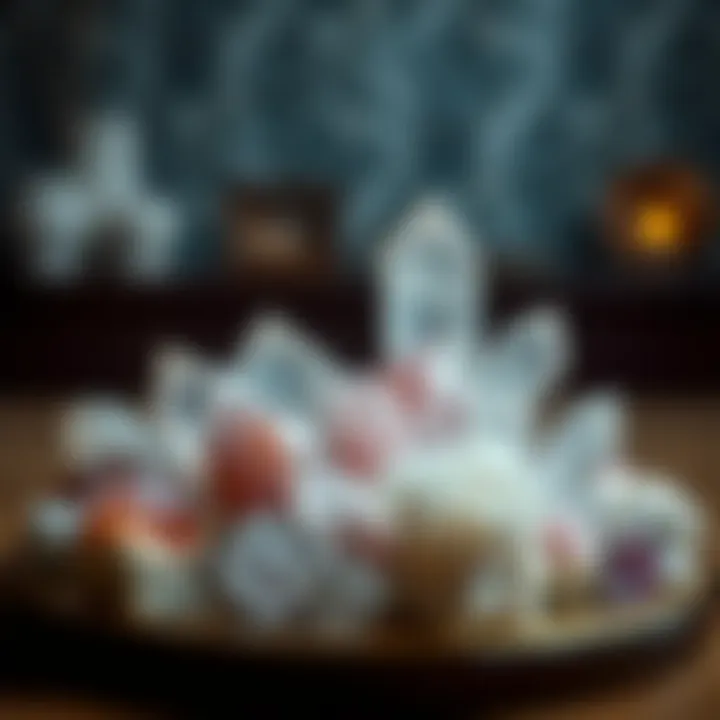 Artistic Crystal Display An artistic arrangement of crystals in a decorative setting.
