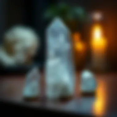 Quartz in Therapeutic Use An elegant setting featuring quartz crystals used in therapeutic practices.
