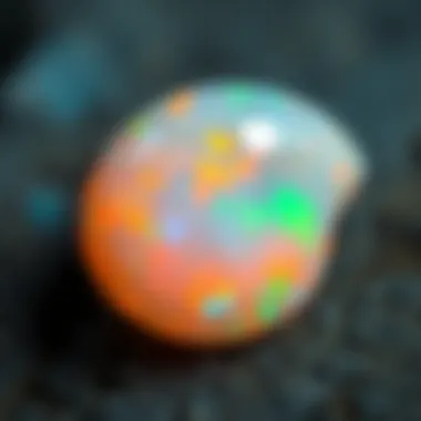 The Mystical Beauty of Opals A unique opal displaying a spectrum of colors in a mesmerizing pattern