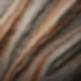 Close-up view of a quartzite slab showcasing its intricate patterns and textures.