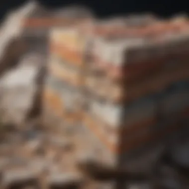 A geological formation exhibiting different colors and layers of quartzite.