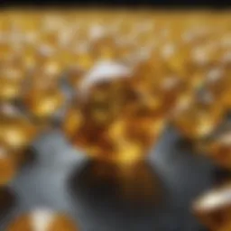 Close-up view of a vibrant yellow gemstone showcasing its natural facets.