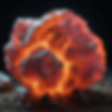 Glowing Fluorescent Mineral Close-up view of a glowing fluorescent mineral under UV light