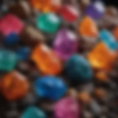 Diverse Collection of Fluorescent Minerals A collection of various fluorescent minerals displayed in vibrant colors