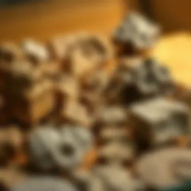 Materials Matter in Displays Close-up of materials used in fossil display construction