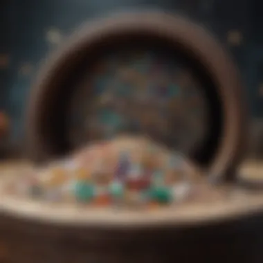 A tumbling barrel filled with various gemstones ready for the process.