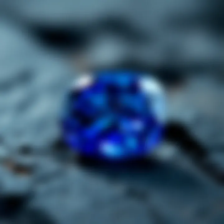 Sapphire Splendor: The Symbol of Wisdom and Royalty A stunning sapphire with deep blue coloration glistening under light.