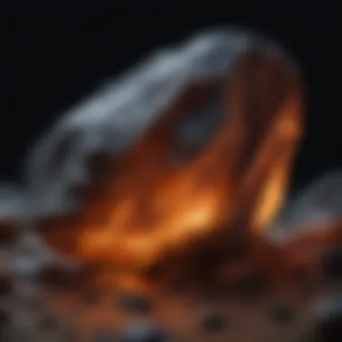 Luminescent Features of a Glow Rock Close-up view of a single glow rock under UV light, highlighting its luminescent features.