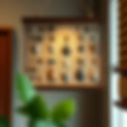 Elegant hanging display case showcasing a collection of arrowheads