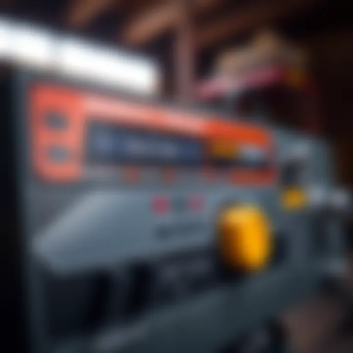 Detailed view of Harbor Freight rock saw's control panel and settings