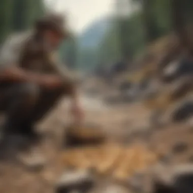 The History of Gold Prospecting Techniques An illustration of the historical evolution of gold prospecting techniques.
