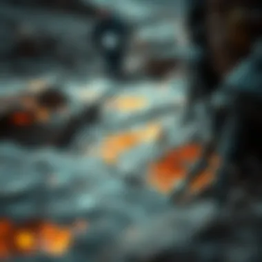 Field Identification of Copper Deposits Field identification of geological formations with visible copper deposits.