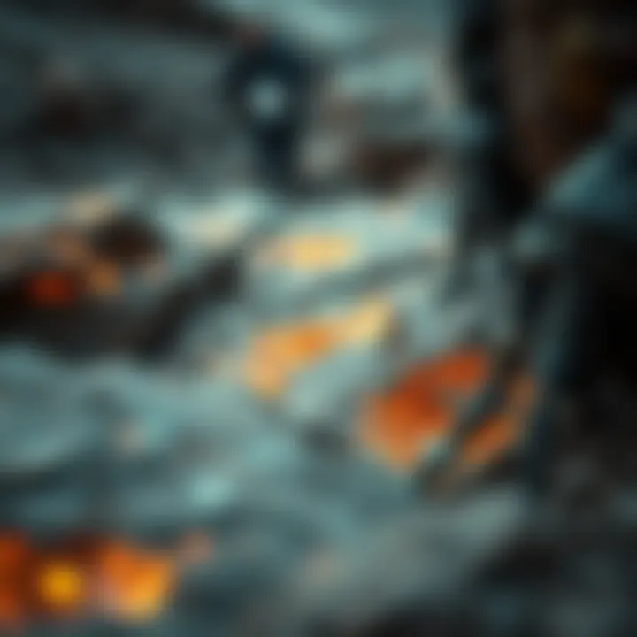 Field Identification of Copper Deposits Field identification of geological formations with visible copper deposits.