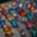 A close-up of various gemstones showcasing their colors and cuts