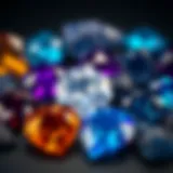 A vibrant display of iolite gemstones showcasing their distinct color variations