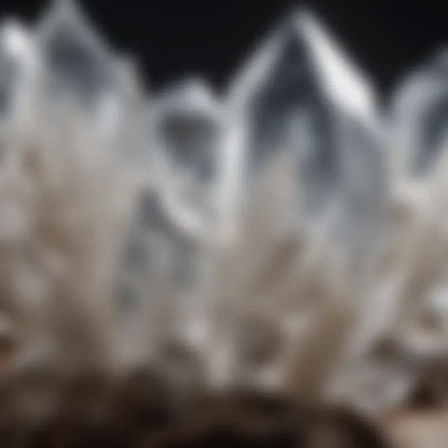 A stunning display of large clear quartz crystals showcasing their natural clarity and brilliance.