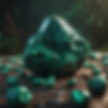 Malachite in Holistic Healing Practices Crystals of malachite arranged for holistic healing purposes.