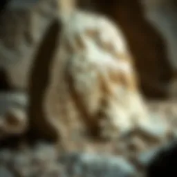 A beautifully carved rock sculpture showcasing intricate details and patterns