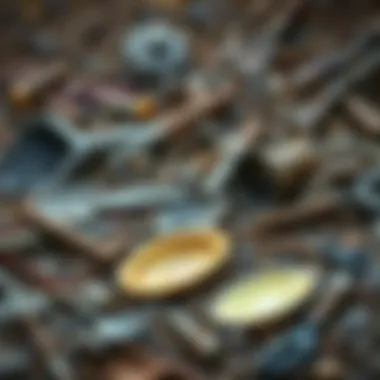 Essential Tools for Gold Panning An array of gold panning tools spread out on a natural backdrop