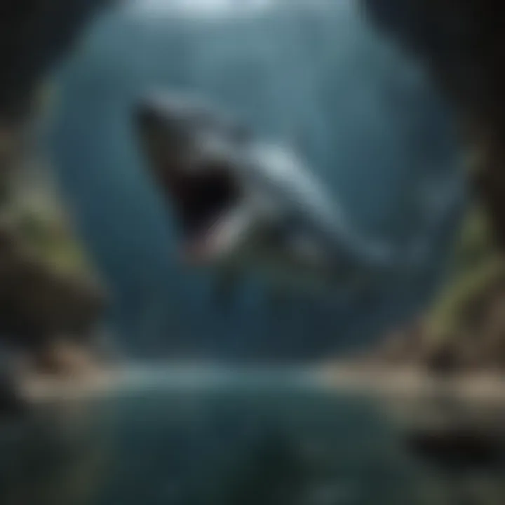 A graphical representation of the megalodon's habitat, highlighting ancient oceanic environments.