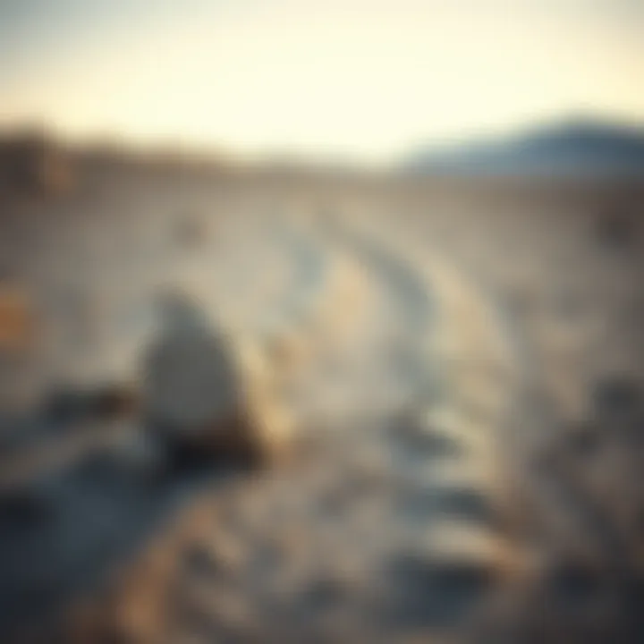 The Trail of a Wandering Stone Close-up of a rock with tracks behind it