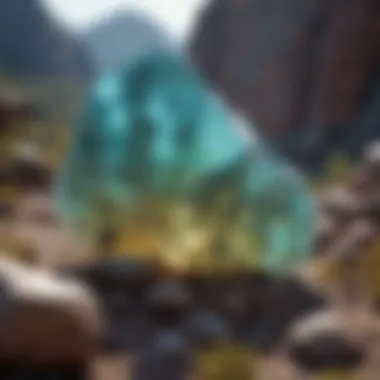 Phosphorescent Rocks in Nature A geological setting showcasing phosphorescent rocks in their natural habitat