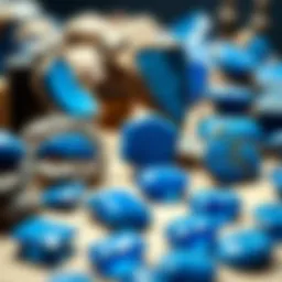 A stunning display of lapis lazuli gemstones showcasing their rich blue hues.