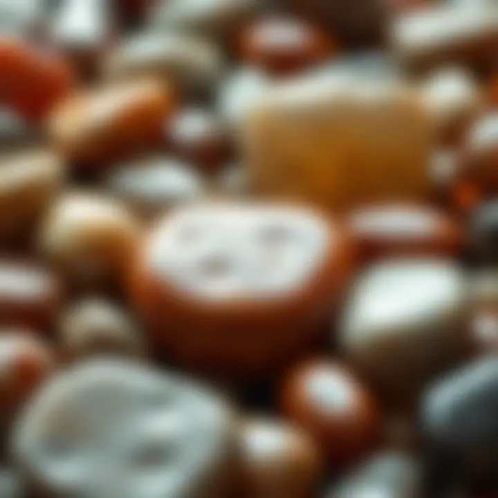 An artistic shot of polished stones arranged in a decorative manner, highlighting their glossy finish.