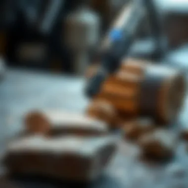 Dremel tool equipped with polishing attachment for stone work