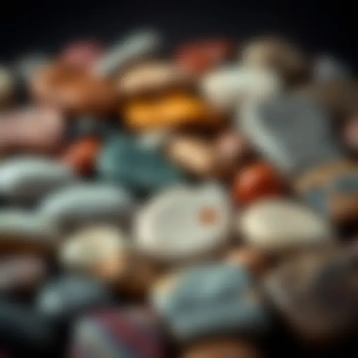 A variety of polished stones showcasing different textures and colors
