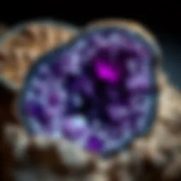 A stunning amethyst geode showcasing its vibrant purple hues and crystalline structure.